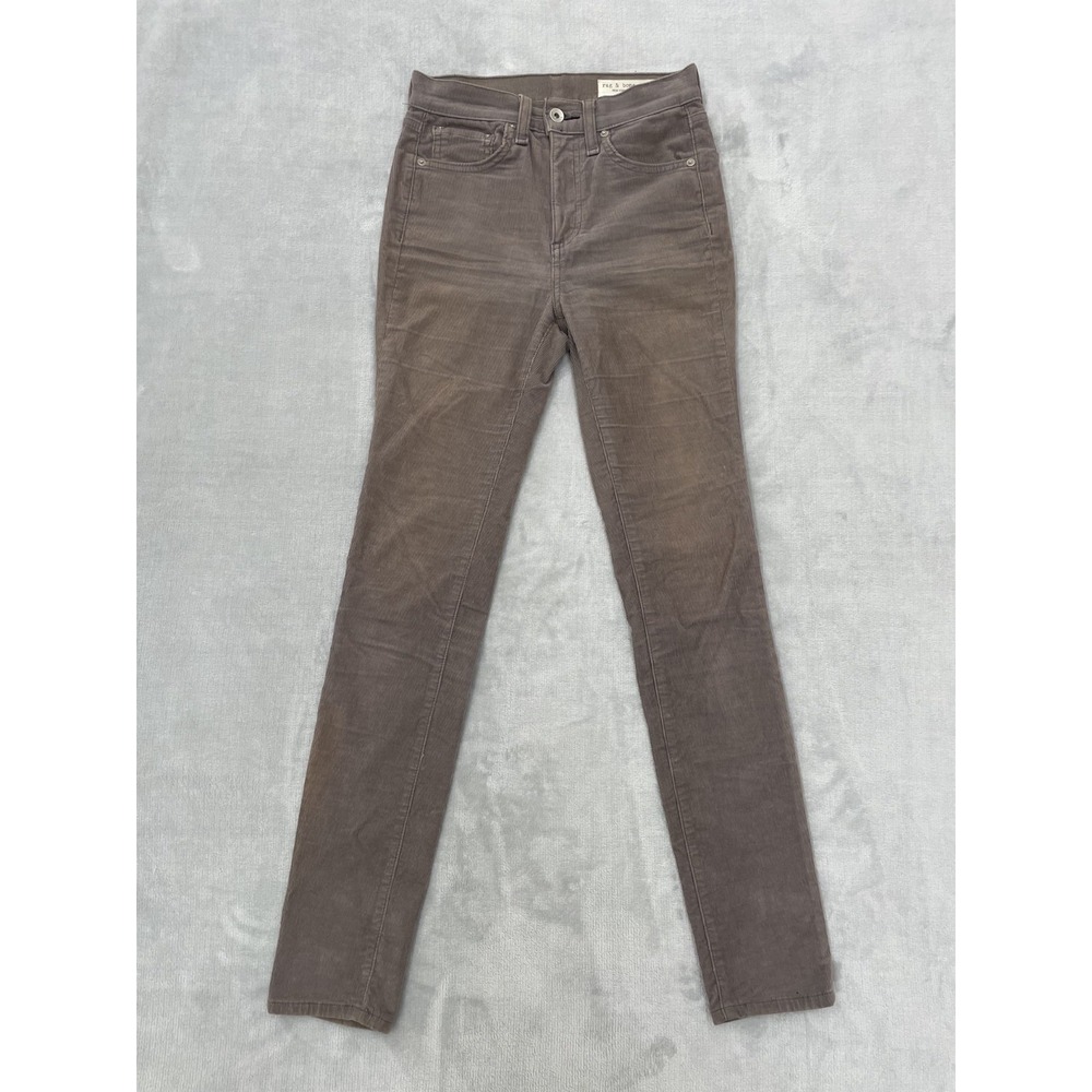 Rag & Bone Corduroy Pants Women 24 Brown High Rise Skinny Stretch